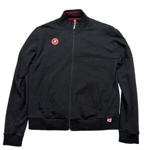 Castelli Track Jacket Full Zip Black Red Trim Mens Size XL Athletic Cyling
